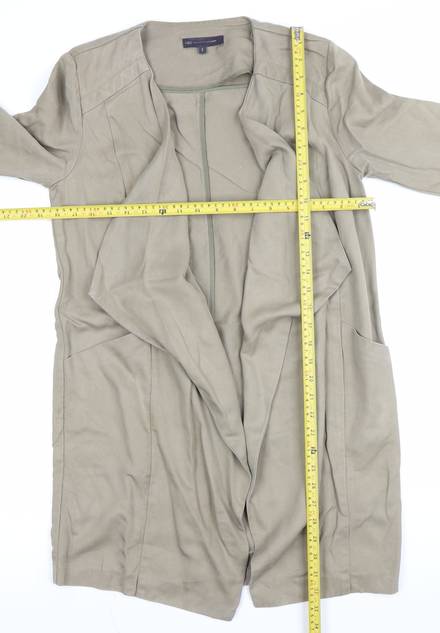 Marks and Spencer Women Beige Petite Size 6P Lyocell Coatigan