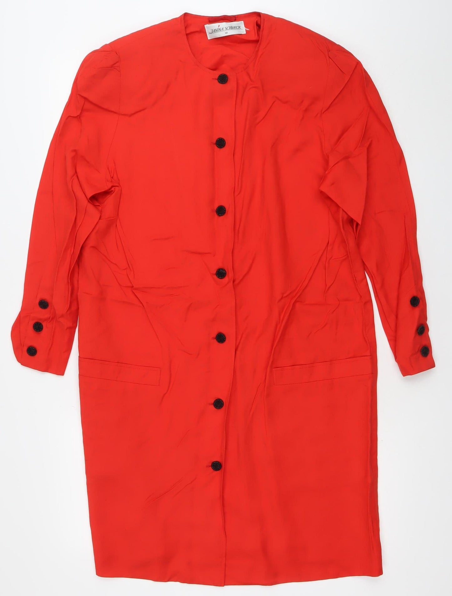 Janina Schreck Women’s Red Shirt Dress Size 12 Viscose Vintage