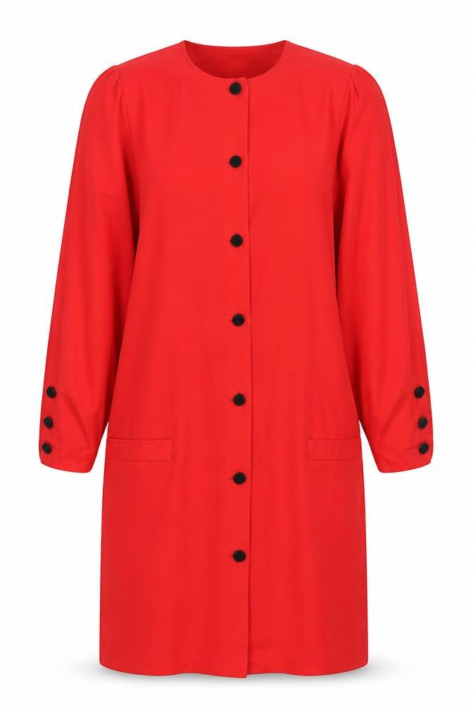 Janina Schreck Women’s Red Shirt Dress Size 12 Viscose Vintage