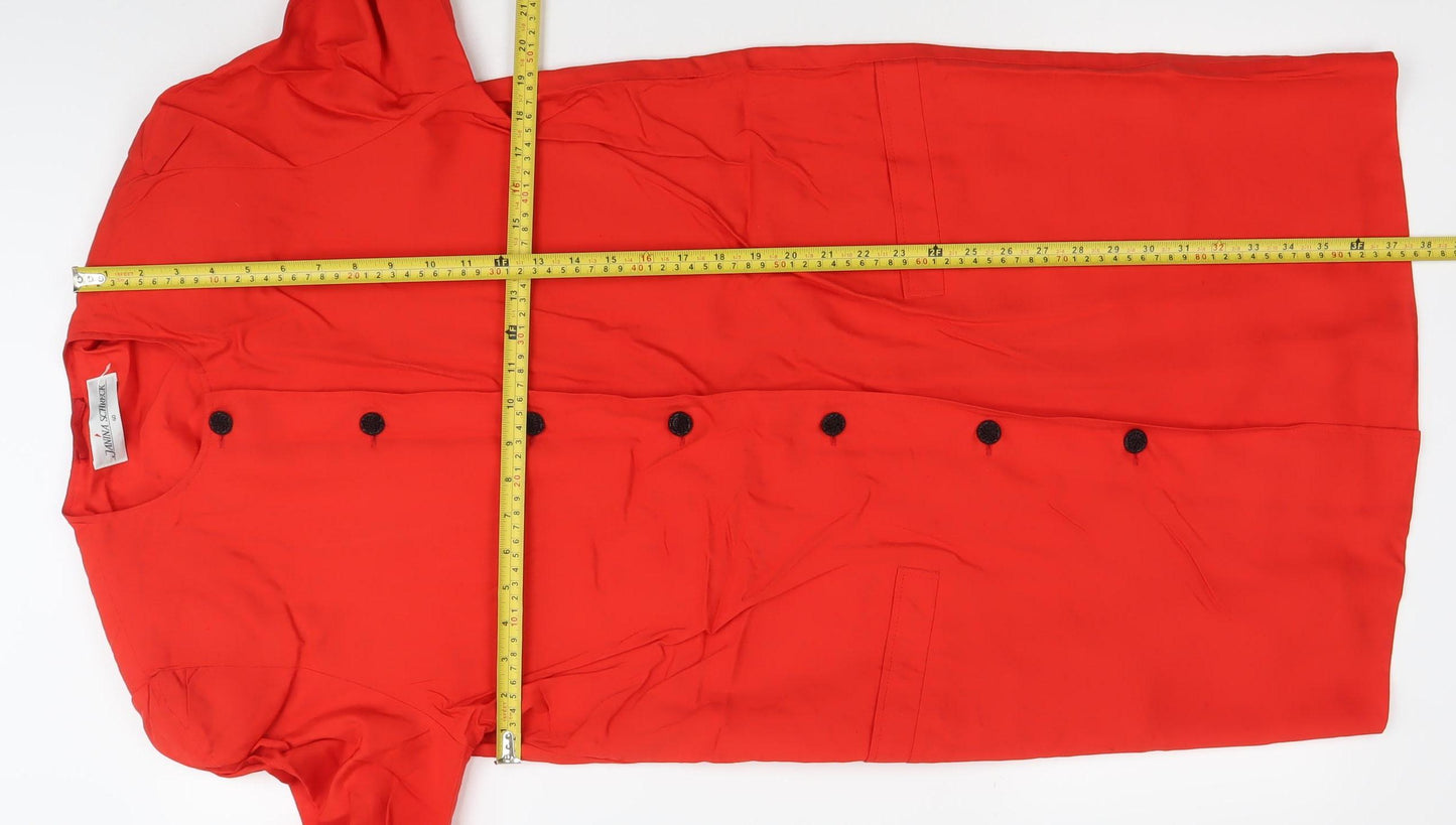 Janina Schreck Women’s Red Shirt Dress Size 12 Viscose Vintage
