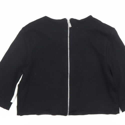 River Island Womens Black White Colourblock Cropped Blouse Size 10