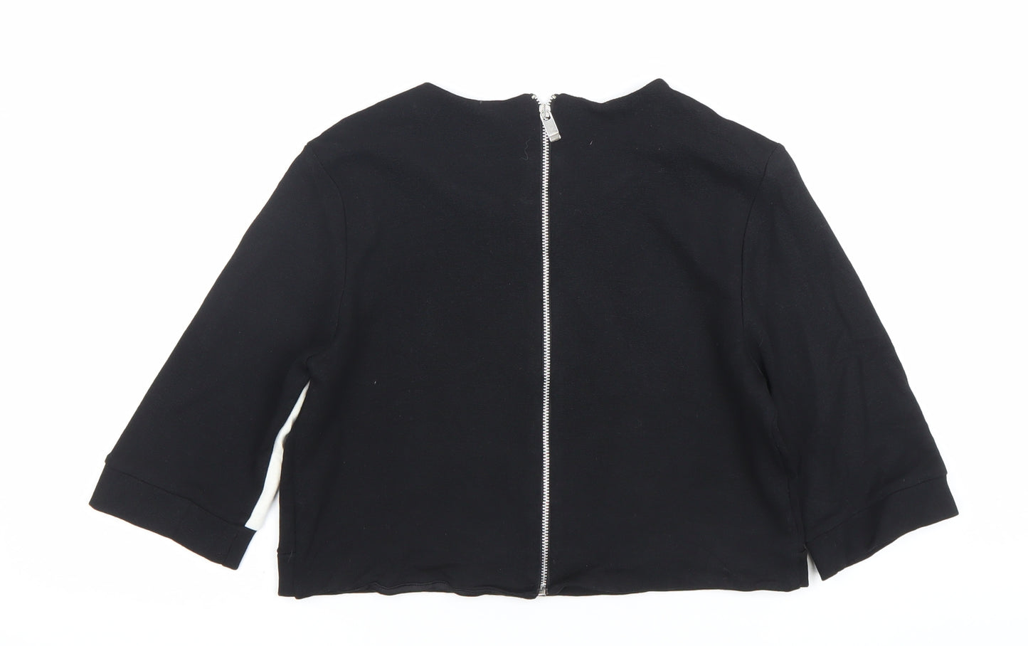 River Island Womens Black White Colourblock Cropped Blouse Size 10