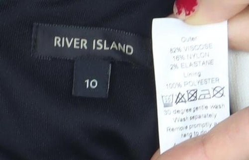 River Island Womens Black White Colourblock Cropped Blouse Size 10
