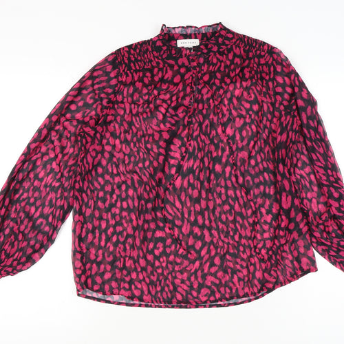 Warehouse Women’s Pink Animal Print Chiffon Tunic Blouse UK 8