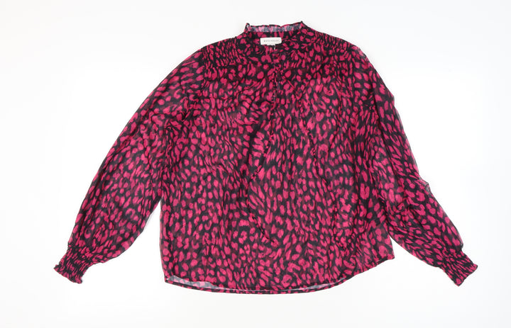 Warehouse Women’s Pink Animal Print Chiffon Tunic Blouse UK 8