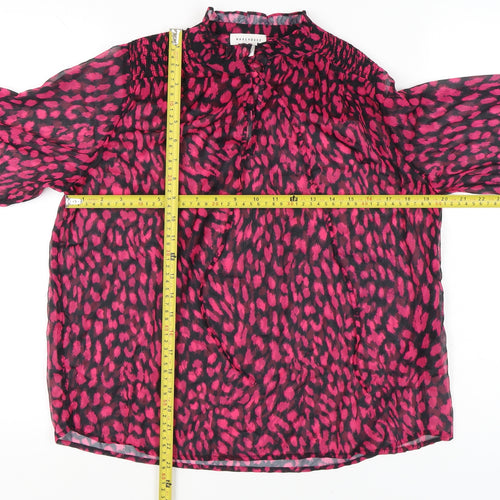 Warehouse Women’s Pink Animal Print Chiffon Tunic Blouse UK 8