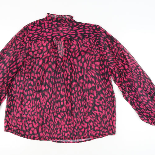 Warehouse Women’s Pink Animal Print Chiffon Tunic Blouse UK 8