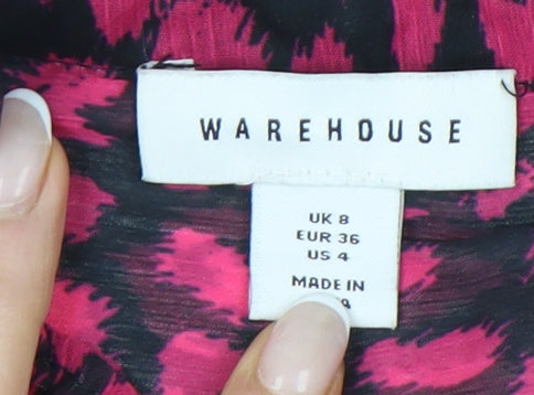 Warehouse Women’s Pink Animal Print Chiffon Tunic Blouse UK 8