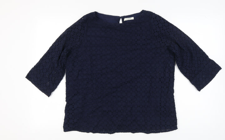 Marks and Spencer Womens Blue Size 16 3/4 Sleeve Lace Tunic Blouse
