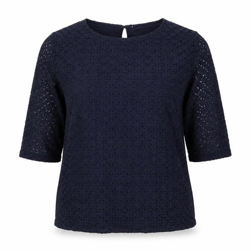 Marks and Spencer Womens Blue Size 16 3/4 Sleeve Lace Tunic Blouse