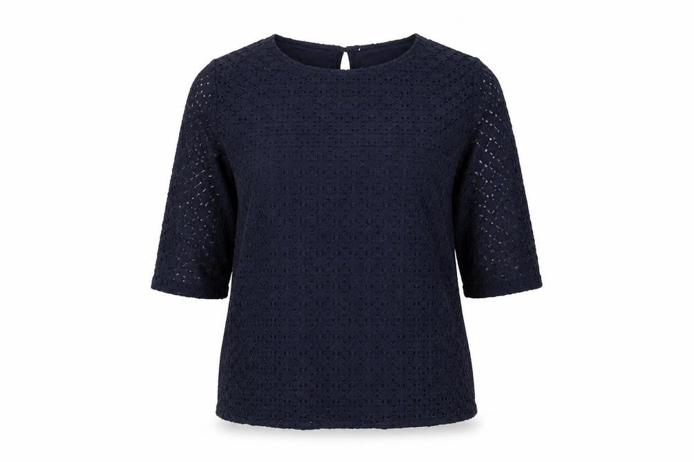 Marks and Spencer Womens Blue Size 16 3/4 Sleeve Lace Tunic Blouse
