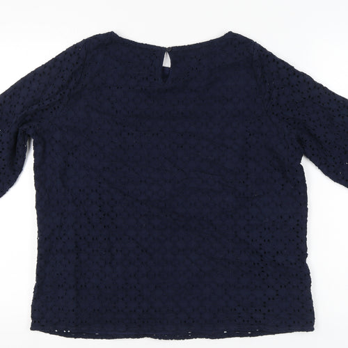 Marks and Spencer Womens Blue Size 16 3/4 Sleeve Lace Tunic Blouse