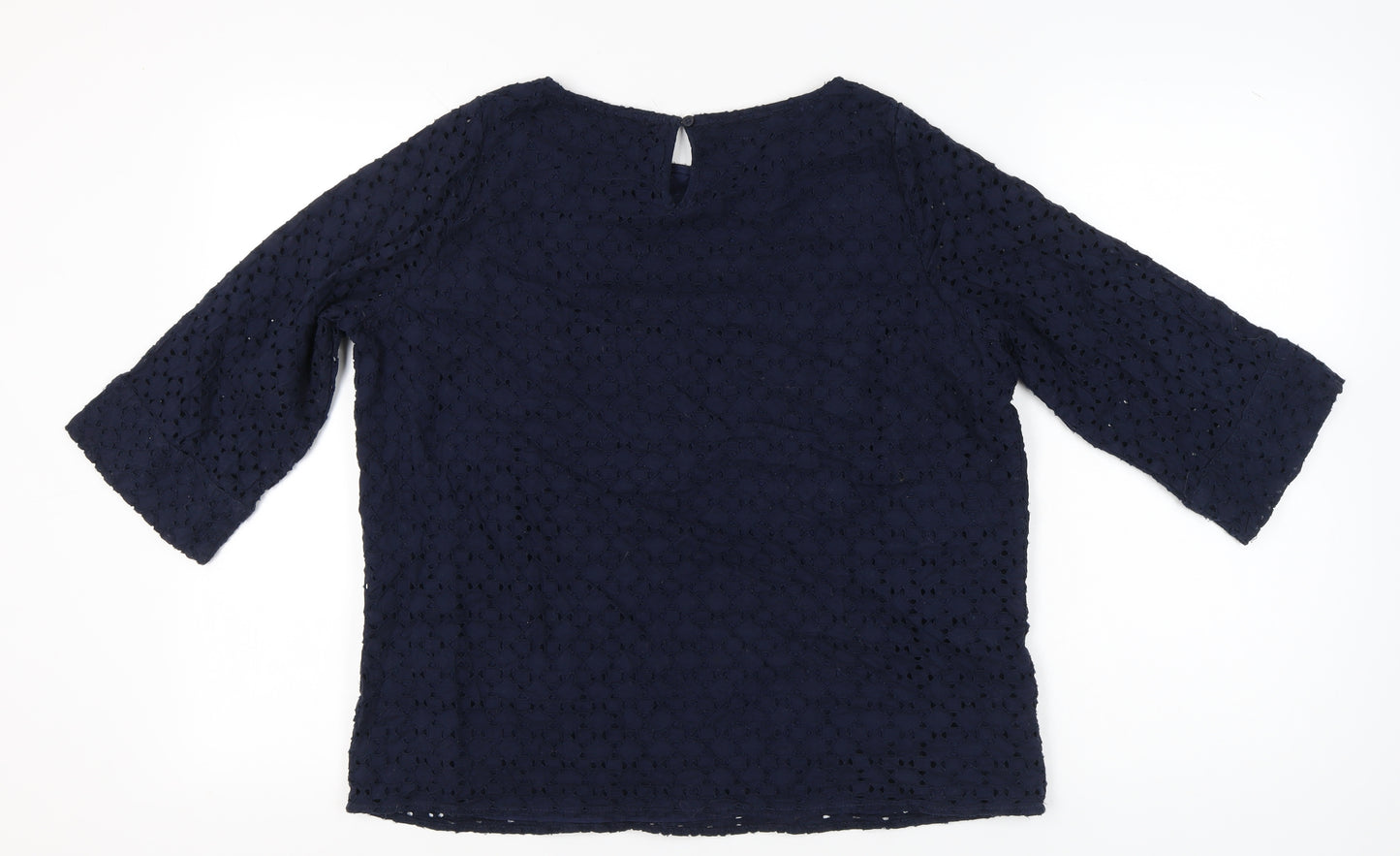 Marks and Spencer Womens Blue Size 16 3/4 Sleeve Lace Tunic Blouse