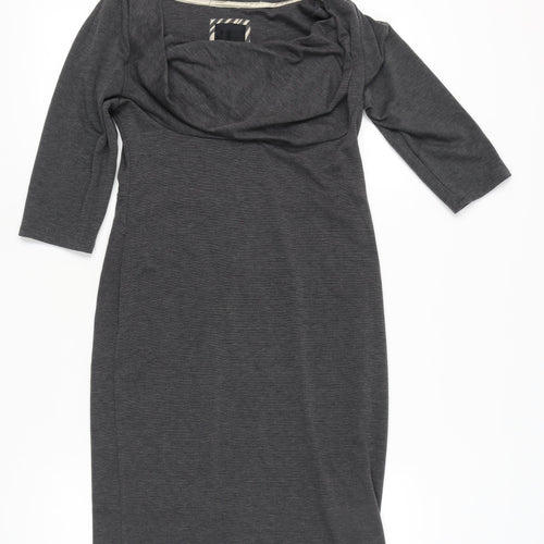 Betty Jackson Black Women’s Grey Sheath Dress Size 12 Cowl Neck