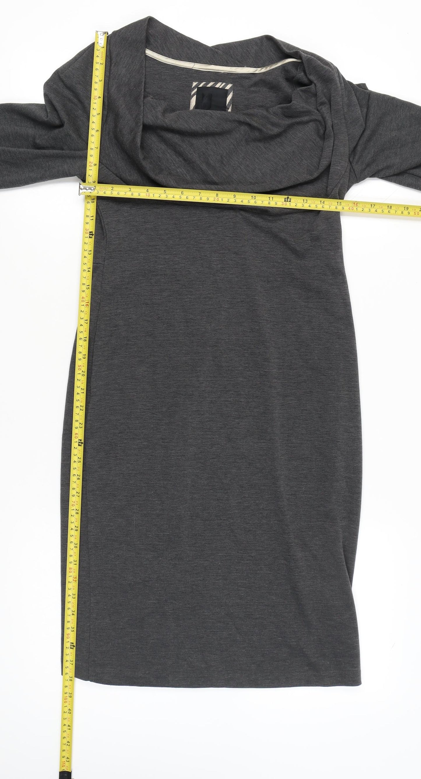 Betty Jackson Black Women’s Grey Sheath Dress Size 12 Cowl Neck