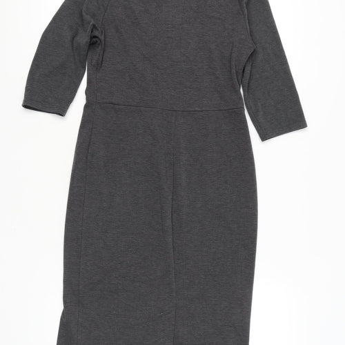 Betty Jackson Black Women’s Grey Sheath Dress Size 12 Cowl Neck