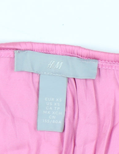 H&M Women’s Pink Off Shoulder Satin Puff Sleeve Blouse XS