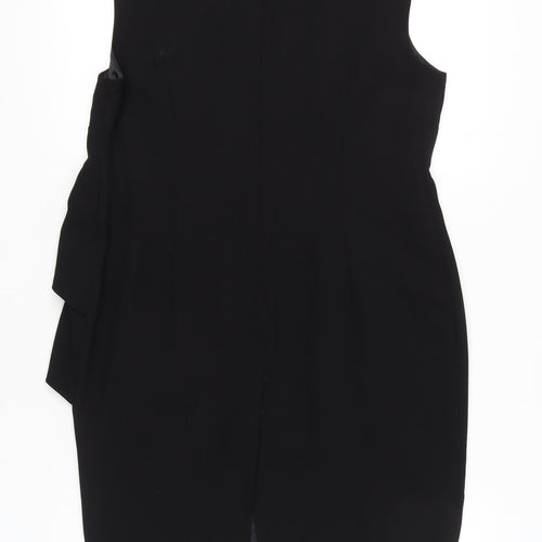 Marks and Spencer Women’s Black Sheath Dress Size 14 Ruffle Detail Sleeveless