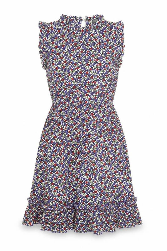 Front view of Oasis women’s multicoloured floral a-line dress, size UK 10