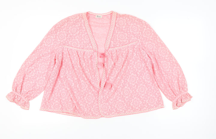Hanro Women’s Pink Lace Floral Blouse Tunic Top Size S Vintage Romantic