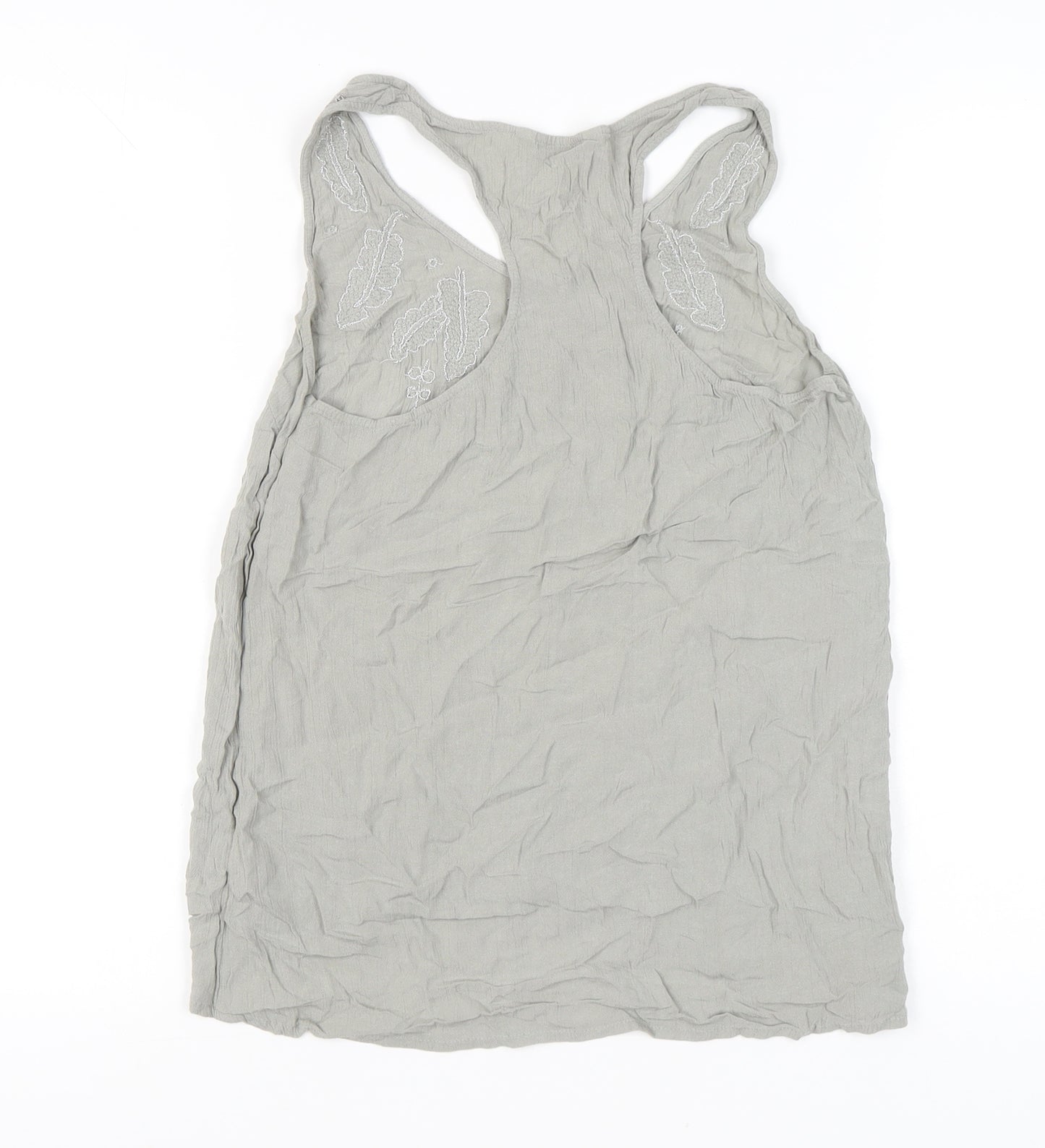 Next Women Grey Beaded Tank Top UK 6 Viscose Summer Casual
