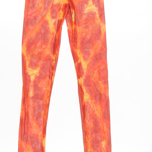 PrettyLittleThing Women’s Orange Mesh Leggings Size 4 High Rise