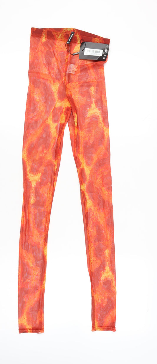 PrettyLittleThing Women’s Orange Mesh Leggings Size 4 High Rise