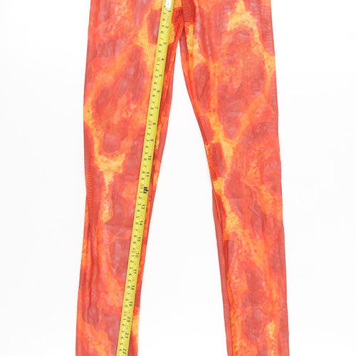 PrettyLittleThing Women’s Orange Mesh Leggings Size 4 High Rise