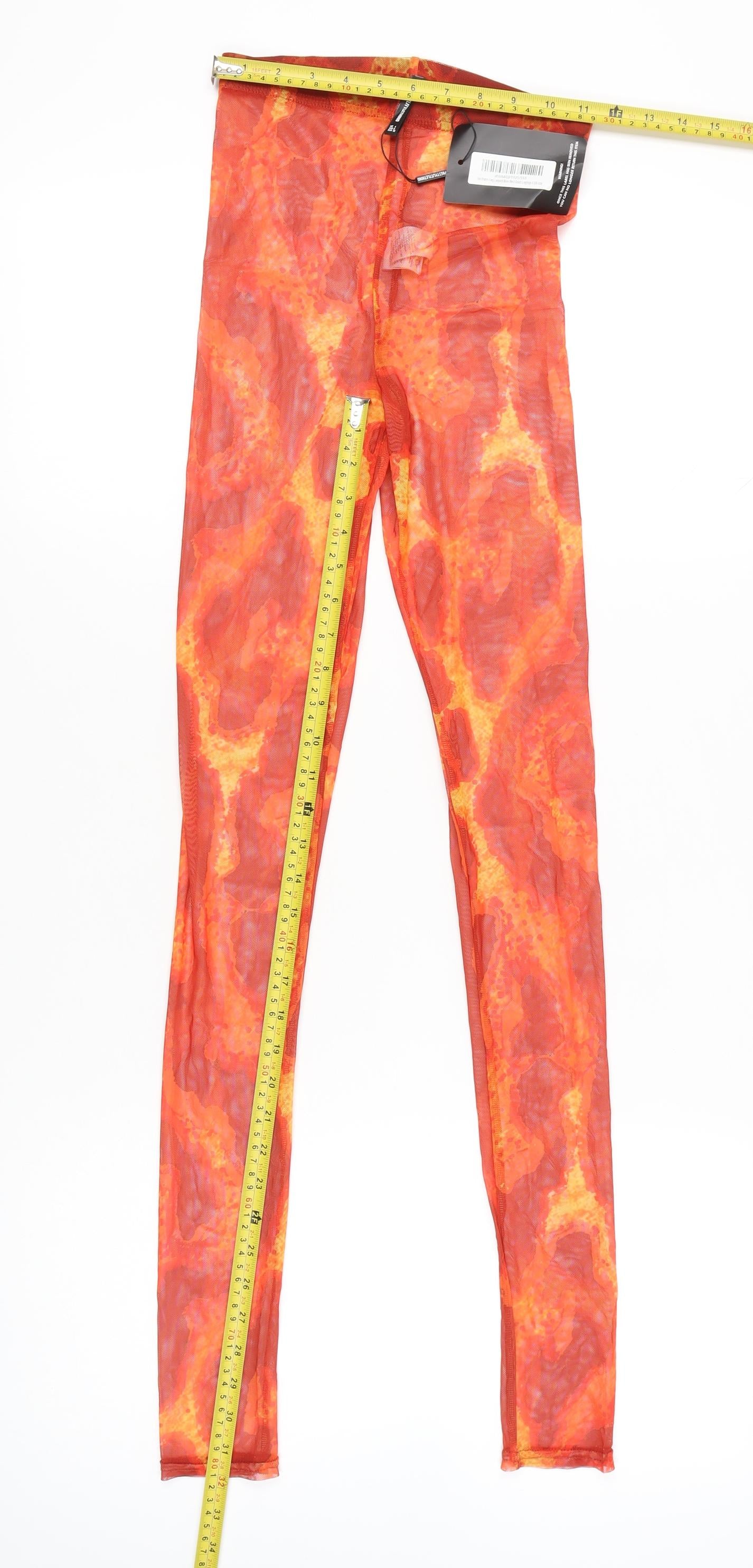 PrettyLittleThing Women’s Orange Mesh Leggings Size 4 High Rise