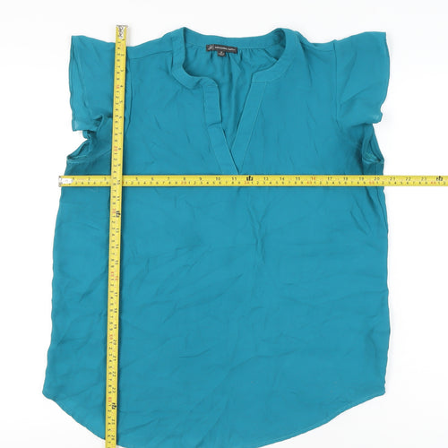 Adrianna Papell Women’s Blue Tunic Blouse V-Neck Cap Sleeve M