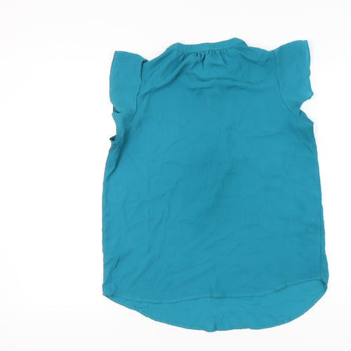 Adrianna Papell Women’s Blue Tunic Blouse V-Neck Cap Sleeve M