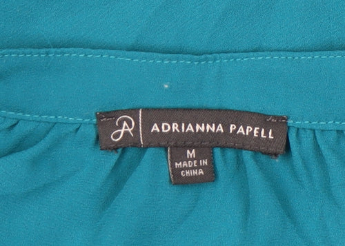 Adrianna Papell Women’s Blue Tunic Blouse V-Neck Cap Sleeve M
