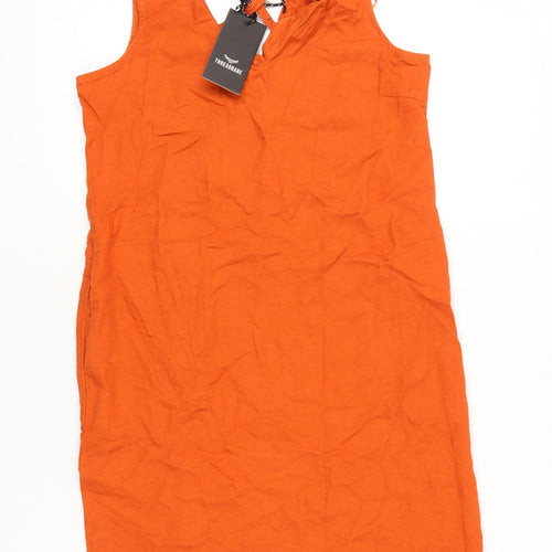 Threadbare Womens Orange Linen Blend Shift Dress Size 8 Sleeveless Summer
