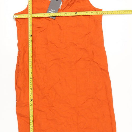 Threadbare Womens Orange Linen Blend Shift Dress Size 8 Sleeveless Summer