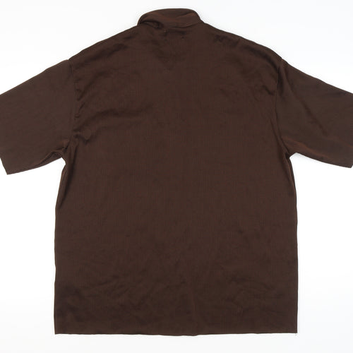 Jack & Jones Men’s Brown XL Short Sleeve Striped Button-Up Shirt
