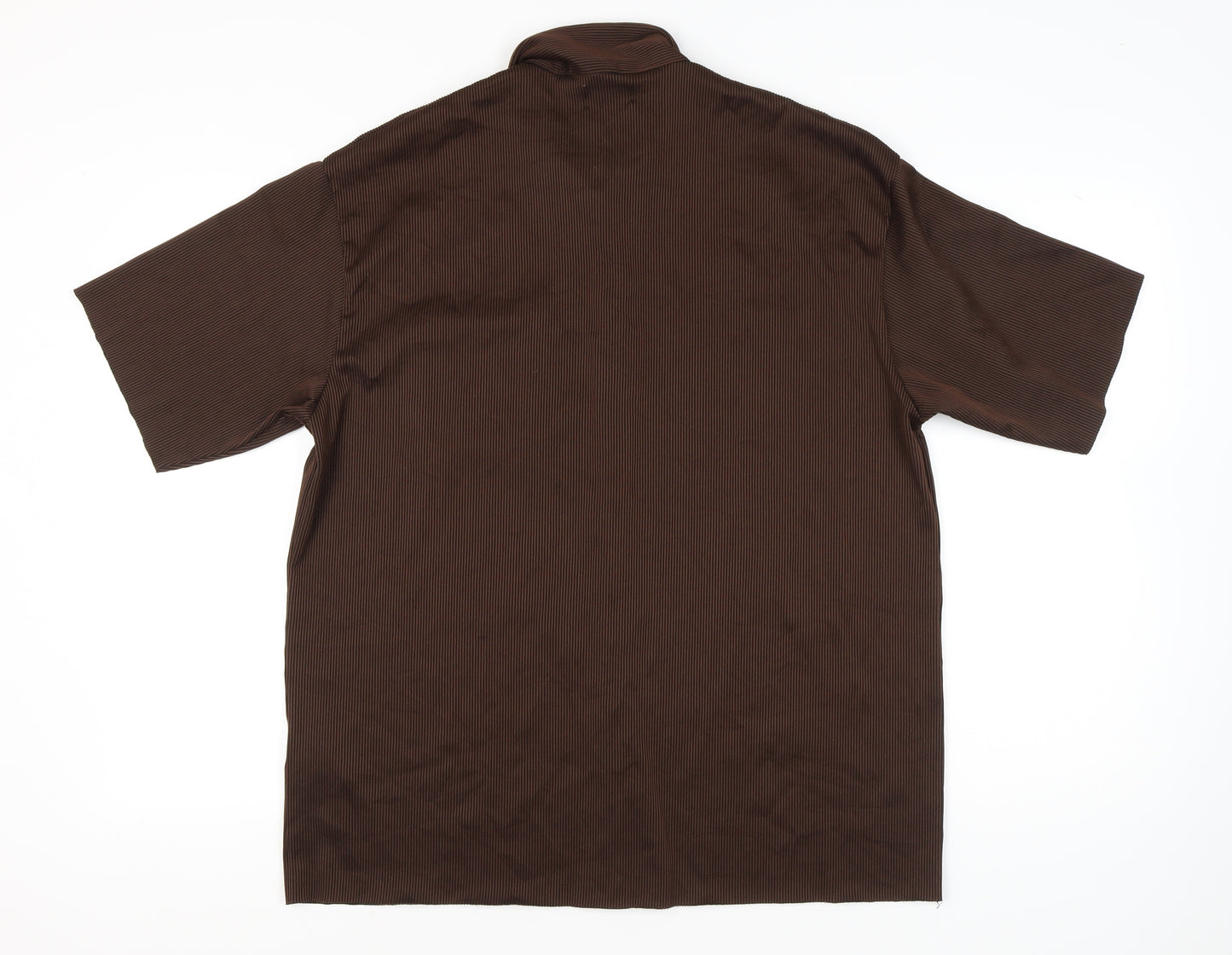 Jack & Jones Men’s Brown XL Short Sleeve Striped Button-Up Shirt