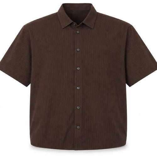 Jack & Jones Men’s Brown XL Short Sleeve Striped Button-Up Shirt