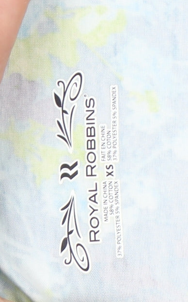 Royal Robbins Womens Blue Floral A-Line Skirt XS Knee Length Cotton Blend