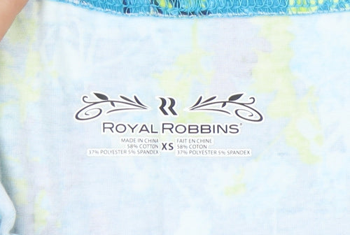 Royal Robbins Womens Blue Floral A-Line Skirt XS Knee Length Cotton Blend