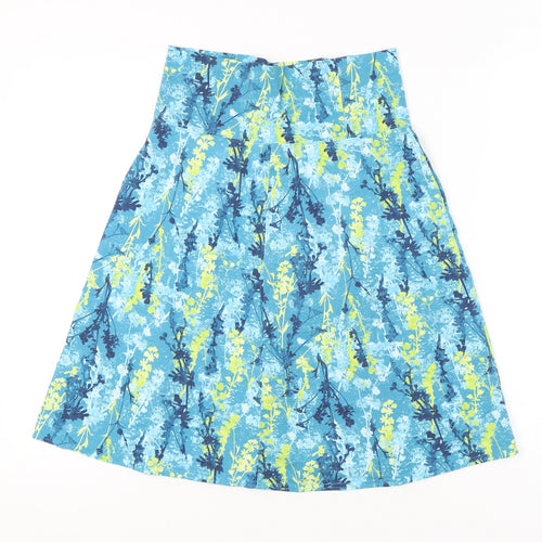 Royal Robbins Womens Blue Floral A-Line Skirt XS Knee Length Cotton Blend