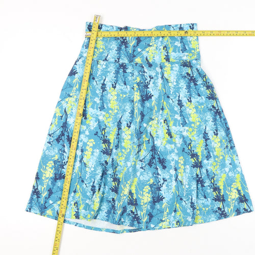 Royal Robbins Womens Blue Floral A-Line Skirt XS Knee Length Cotton Blend