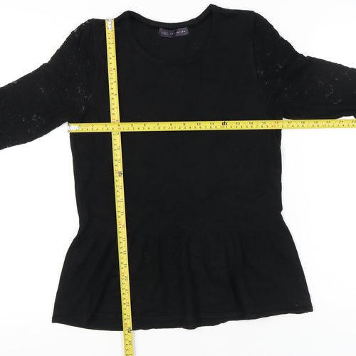 Marks and Spencer Womens Black Lace Tunic Blouse UK 10