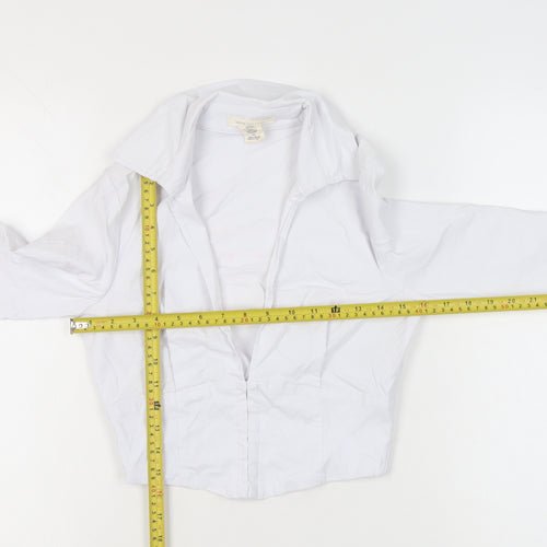 Urban Outfitters Women White Collared Cropped Blouse Size S Long Sleeve