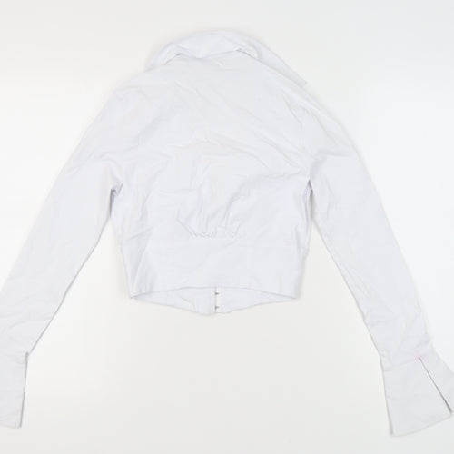 Urban Outfitters Women White Collared Cropped Blouse Size S Long Sleeve
