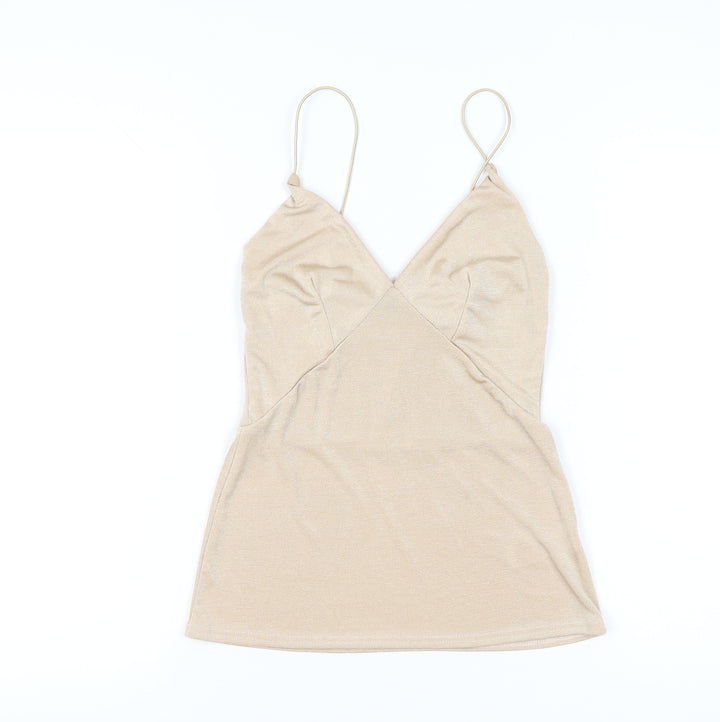 PrettyLittleThing Womens Beige Camisole Tank Top UK 4 Slim Fit