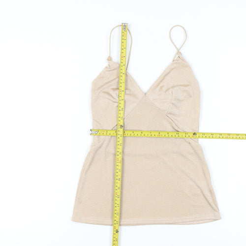 PrettyLittleThing Womens Beige Camisole Tank Top UK 4 Slim Fit