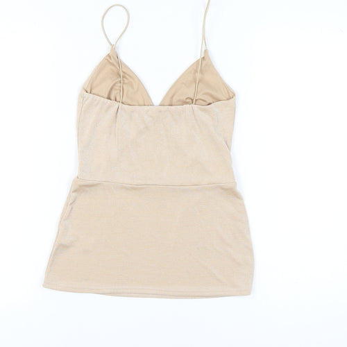 PrettyLittleThing Womens Beige Camisole Tank Top UK 4 Slim Fit