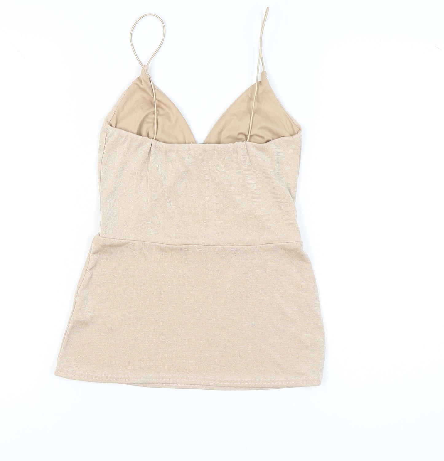 PrettyLittleThing Womens Beige Camisole Tank Top UK 4 Slim Fit