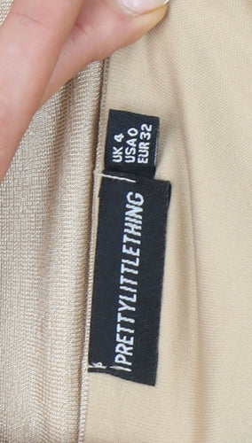 PrettyLittleThing Womens Beige Camisole Tank Top UK 4 Slim Fit