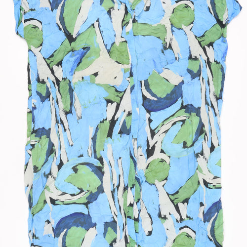 Monki Womens Blue Green Shift Dress XS Short Sleeve Viscose